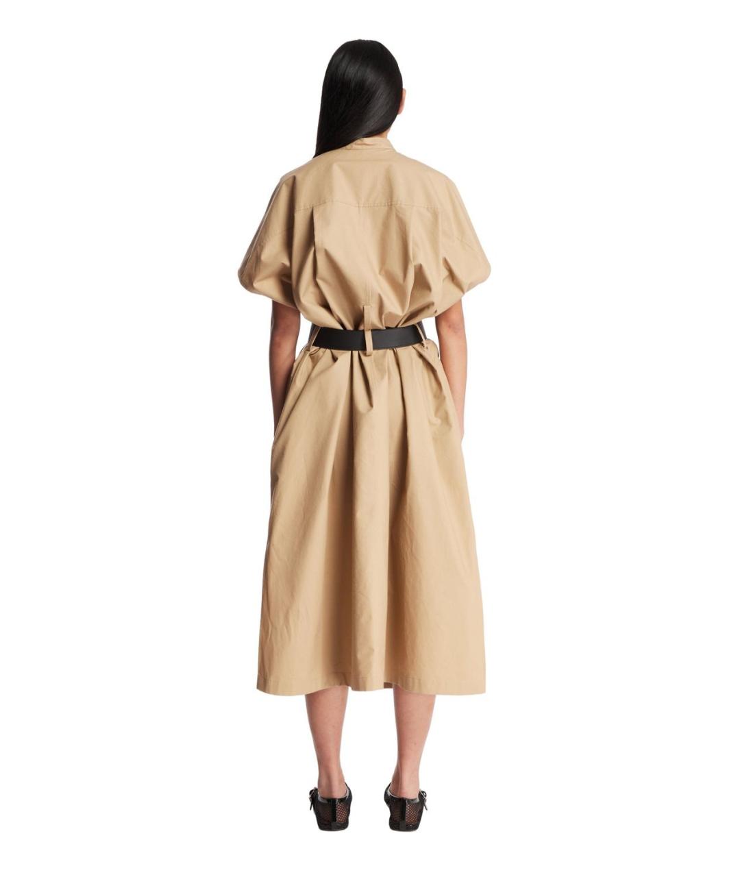 JIL SANDER Бежевое хлопковое повседневное платье, фото 5