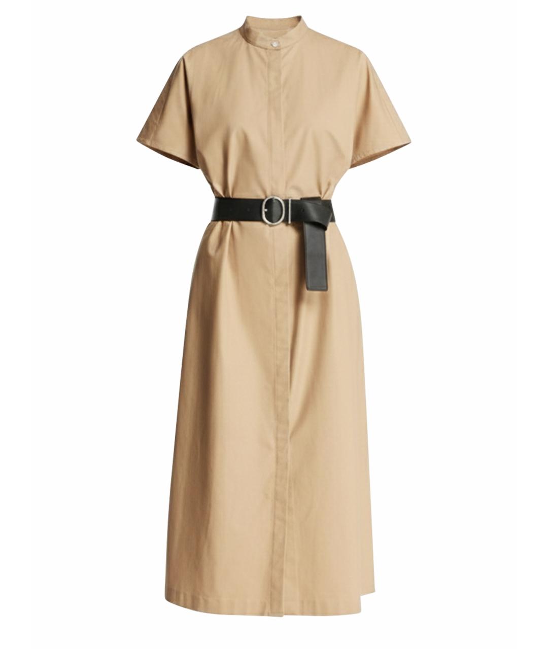 JIL SANDER Бежевое хлопковое повседневное платье, фото 1