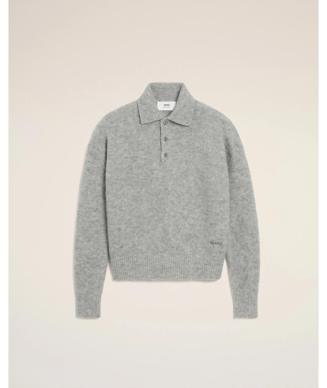 Ami Paris Серый шерстяной джемпер / свитер, фото 6