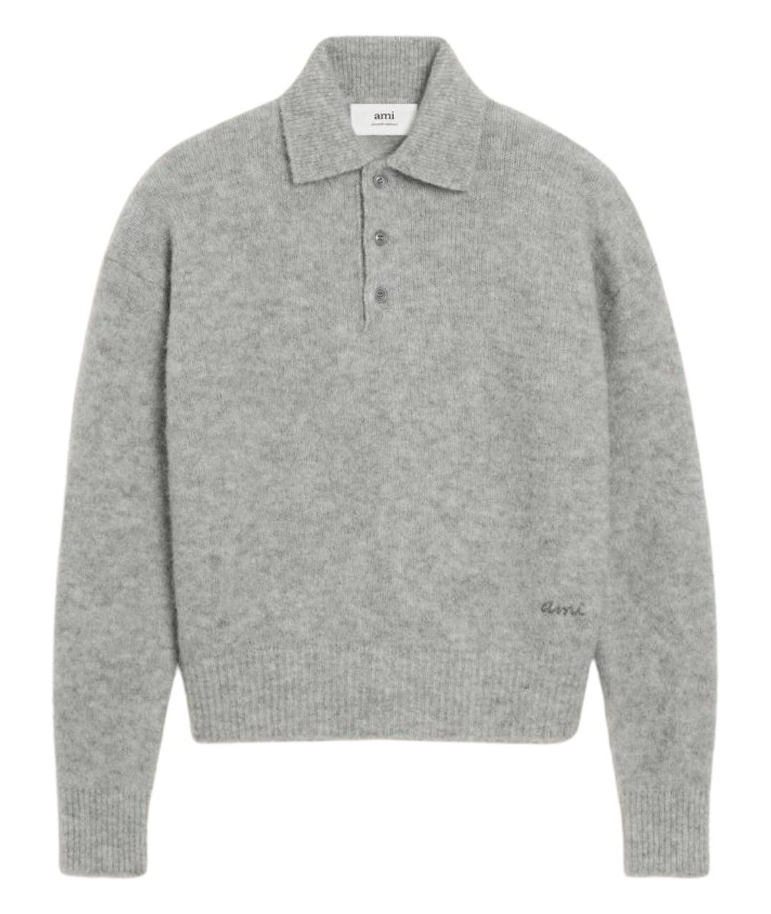 Ami Paris Серый шерстяной джемпер / свитер, фото 1