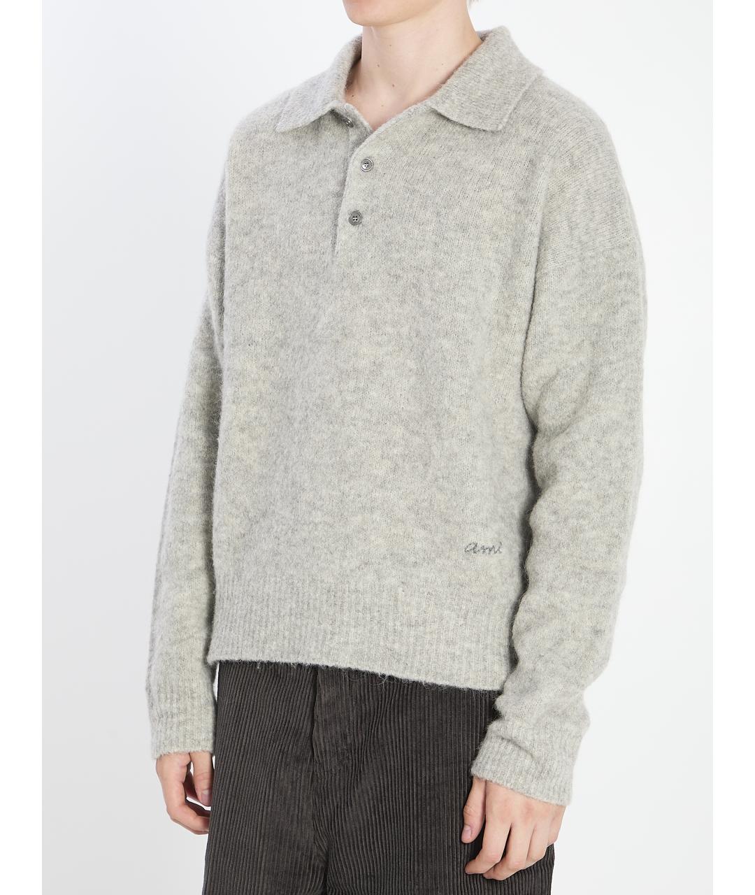Ami Paris Серый шерстяной джемпер / свитер, фото 3