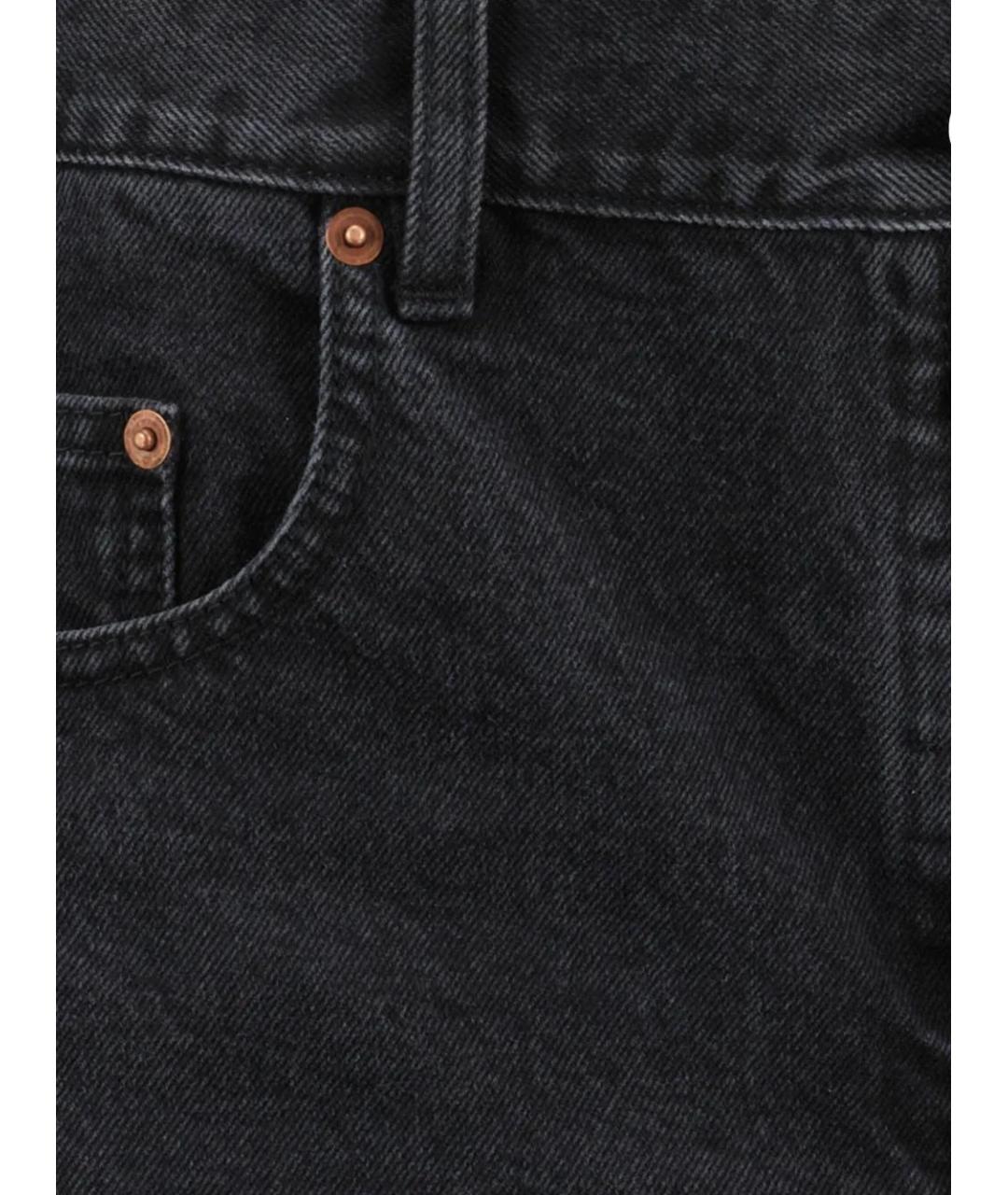 SAINT LAURENT Черные хлопковые прямые джинсы, фото 3