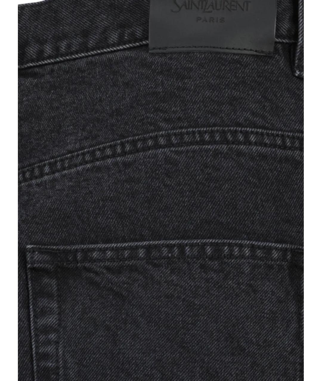 SAINT LAURENT Черные хлопковые прямые джинсы, фото 4