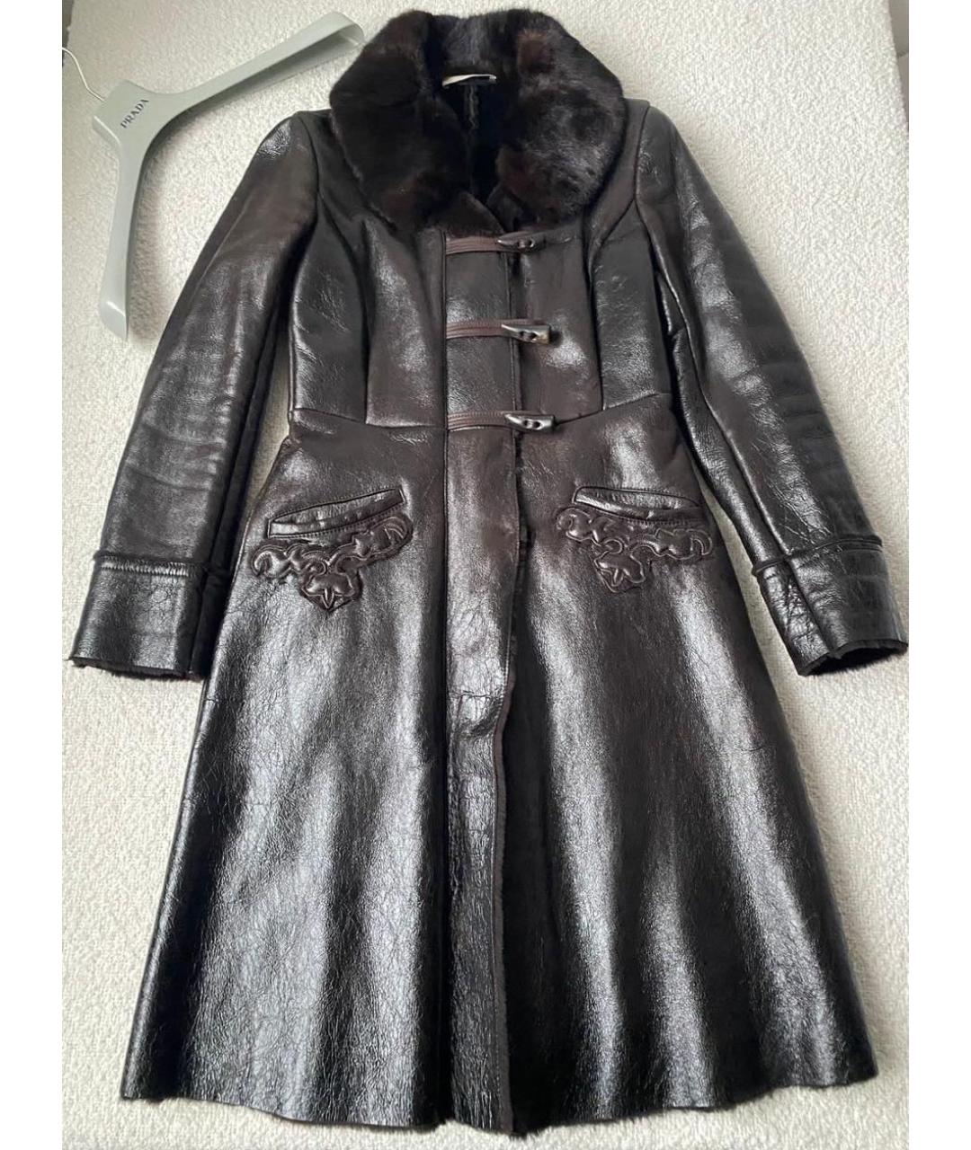 PRADA Коричневая кожаная дубленка, фото 9