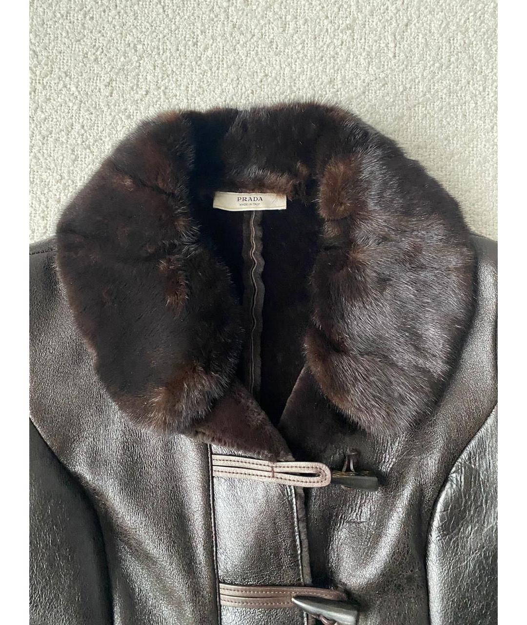 PRADA Коричневая кожаная дубленка, фото 6