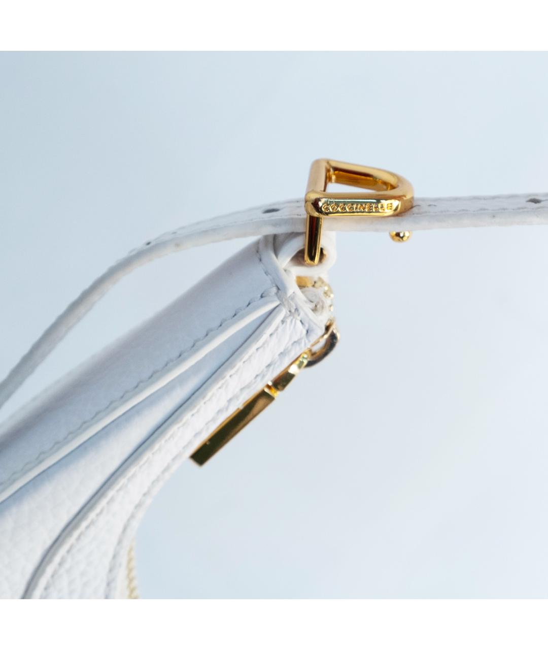 COCCINELLE Белая кожаная сумка с короткими ручками, фото 4