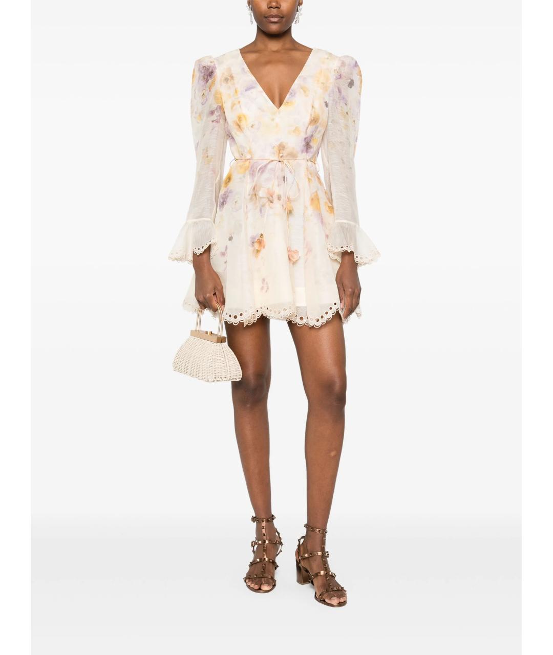 ZIMMERMANN Мульти льняное повседневное платье, фото 2