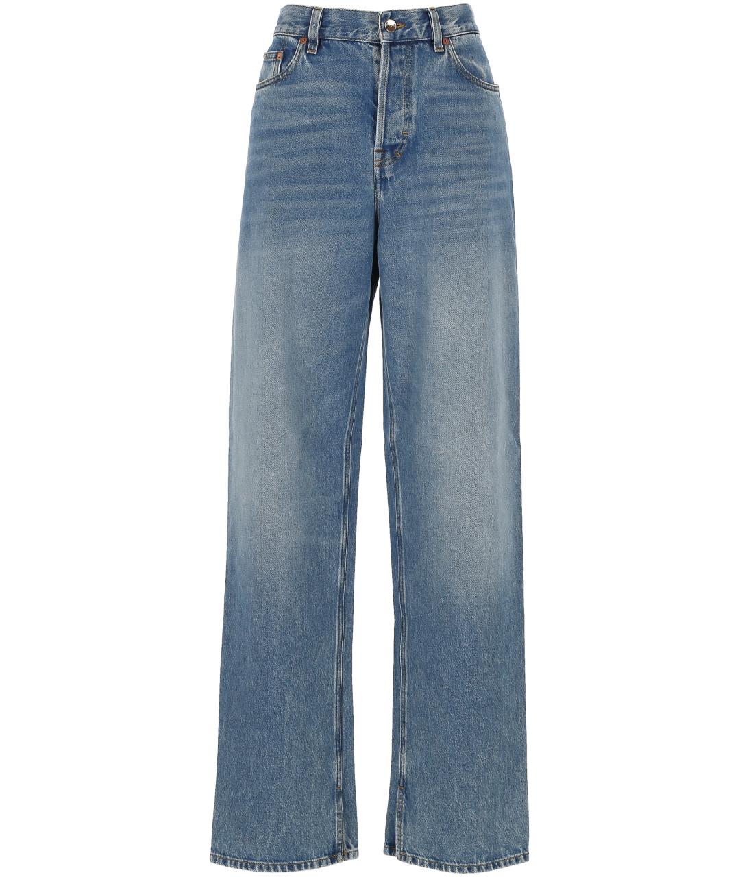 GUCCI Синие хлопковые прямые джинсы, фото 1