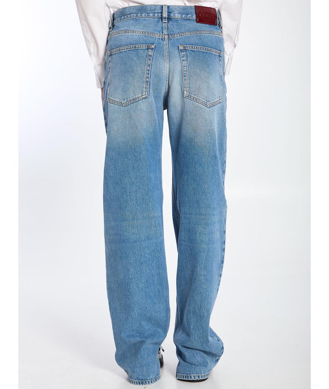 GUCCI Синие хлопковые прямые джинсы, фото 5