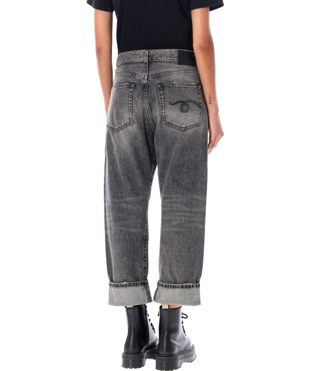 R13 Черные хлопковые прямые джинсы, фото 2