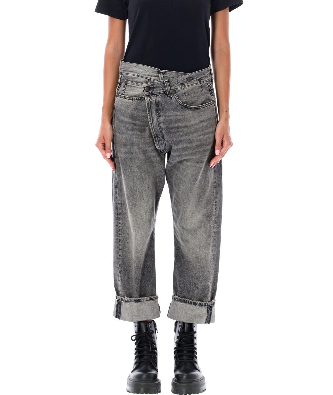 R13 Черные хлопковые прямые джинсы, фото 4