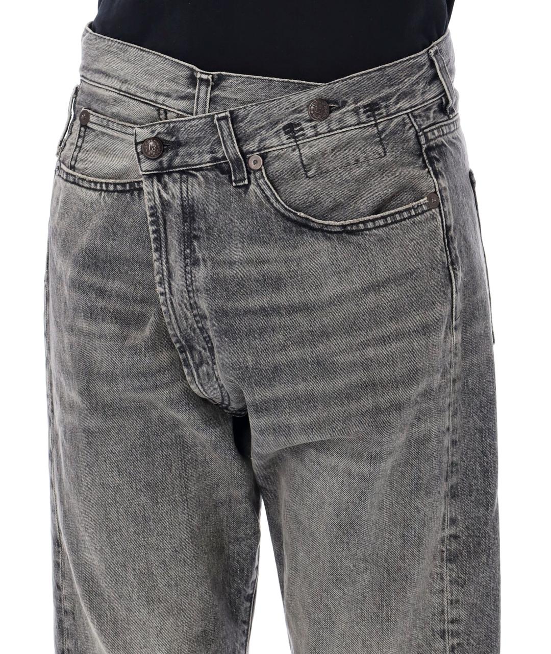 R13 Черные хлопковые прямые джинсы, фото 3