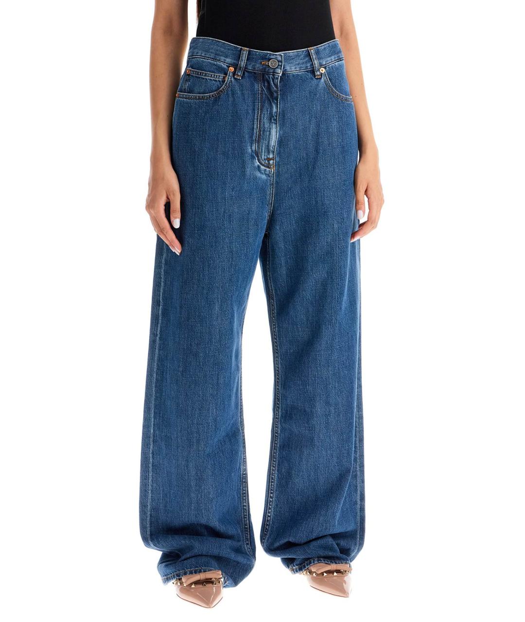 VALENTINO Синие хлопковые прямые джинсы, фото 2