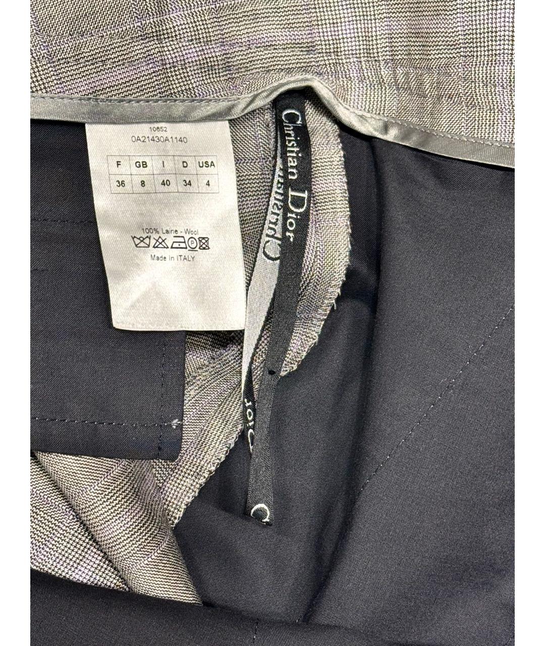 CHRISTIAN DIOR Антрацитовые шерстяные прямые брюки, фото 5