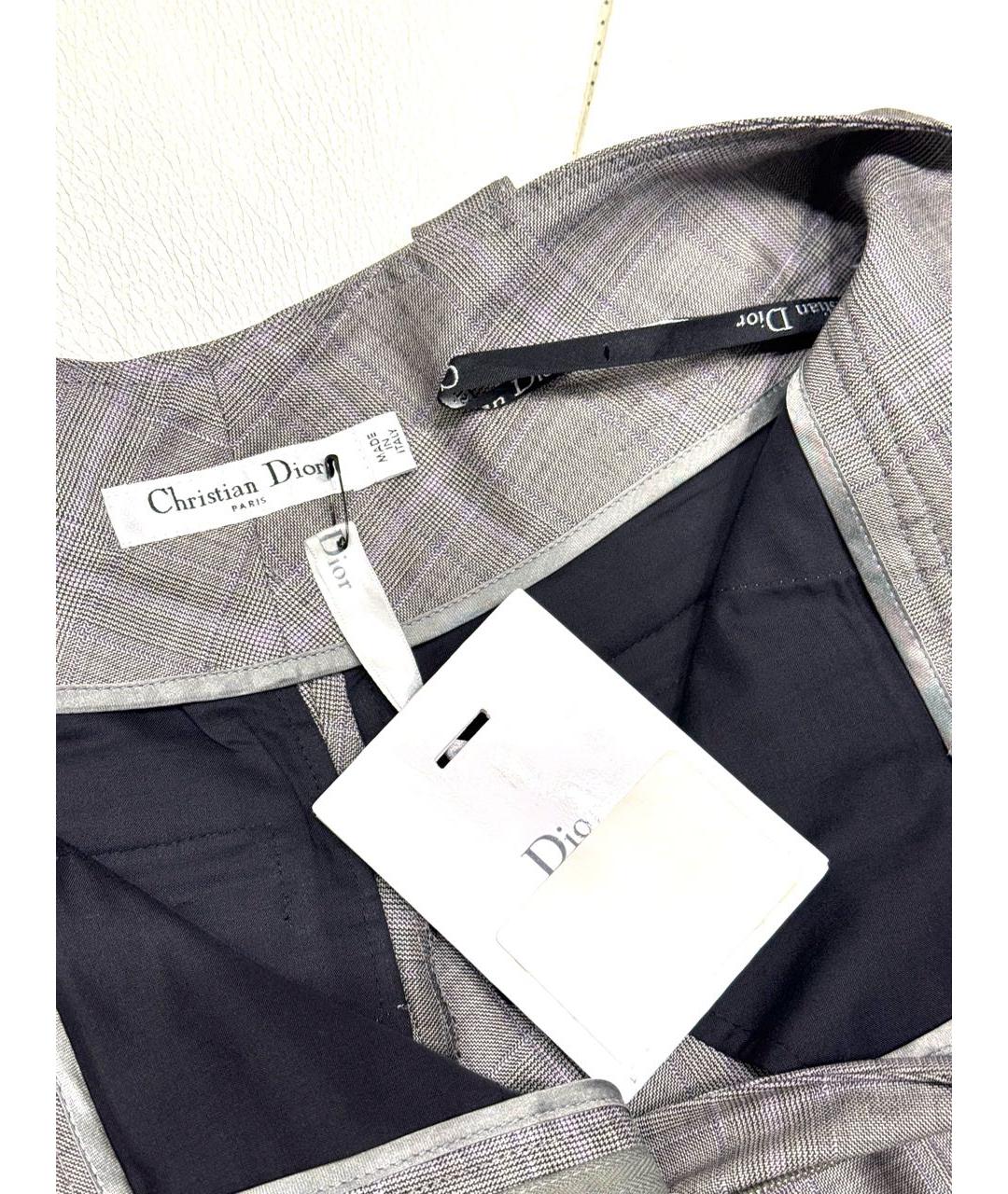 CHRISTIAN DIOR Антрацитовые шерстяные прямые брюки, фото 4