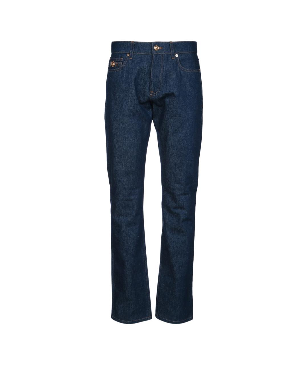 VERSACE Синие хлопковые прямые джинсы, фото 1