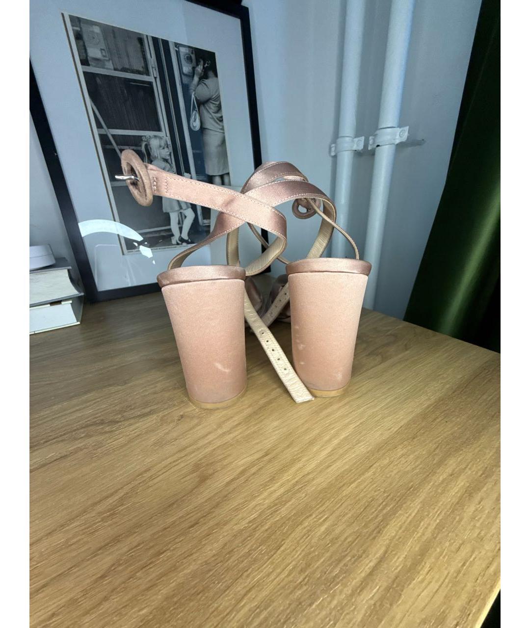 GIANVITO ROSSI Розовые текстильные босоножки, фото 4