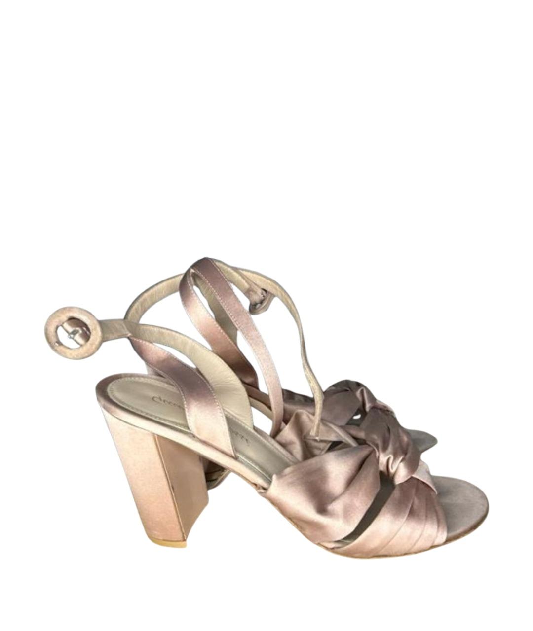 GIANVITO ROSSI Розовые текстильные босоножки, фото 1