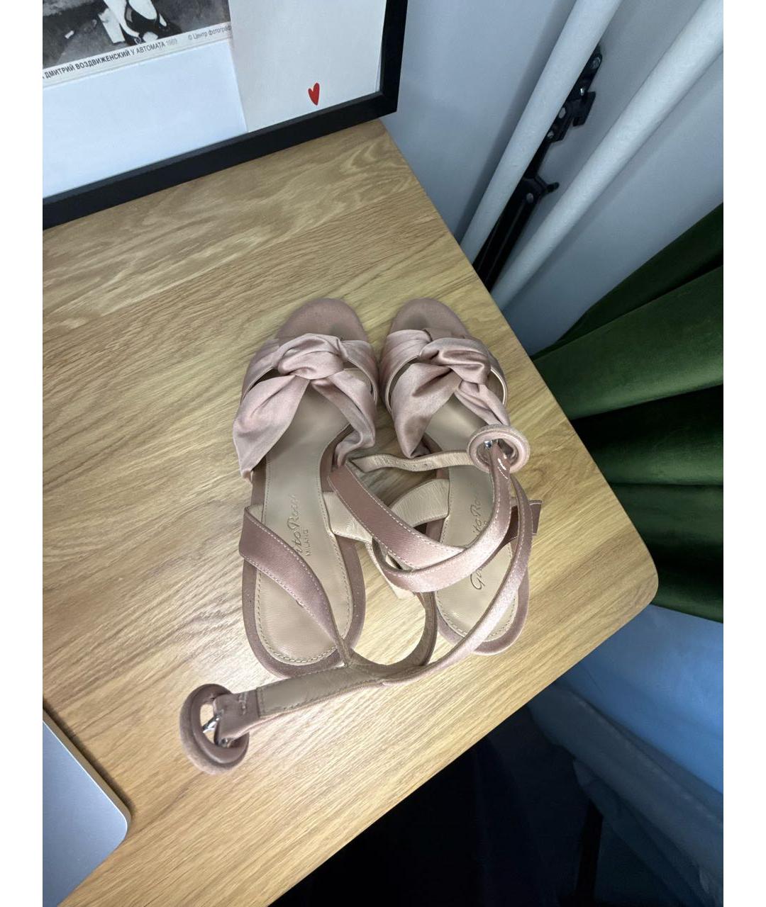 GIANVITO ROSSI Розовые текстильные босоножки, фото 3