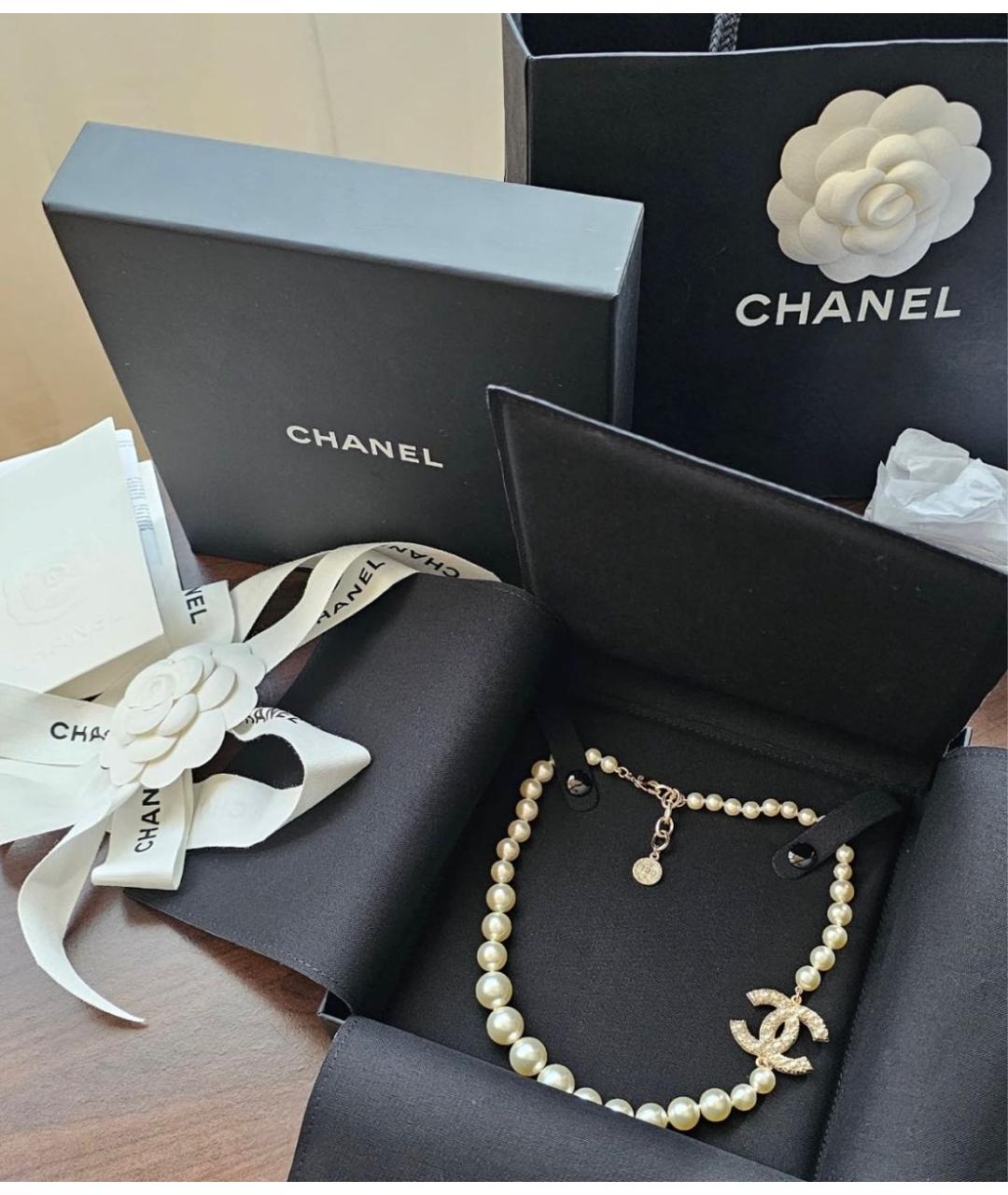 CHANEL Белое жемчужное колье, фото 2