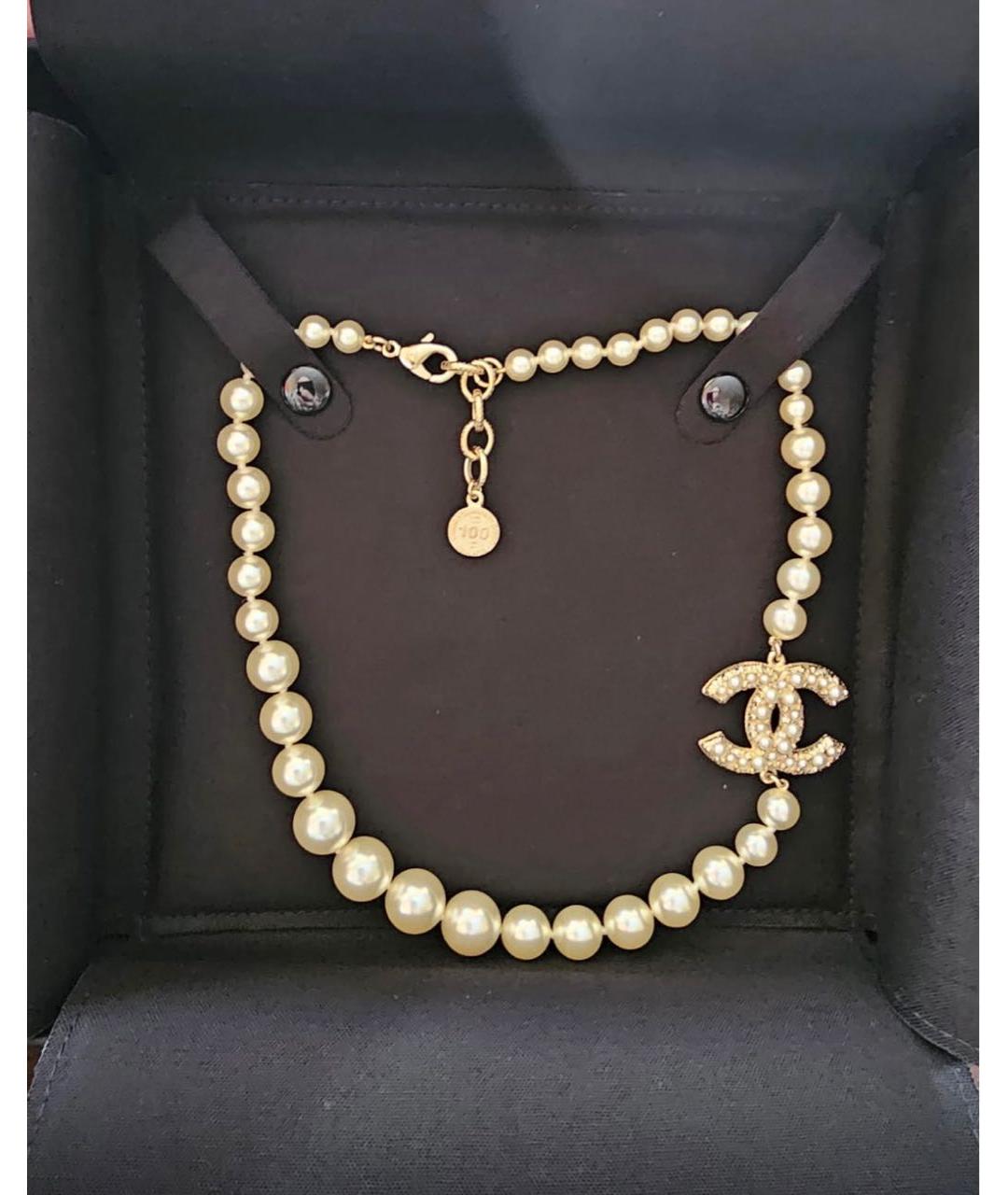 CHANEL Белое жемчужное колье, фото 4