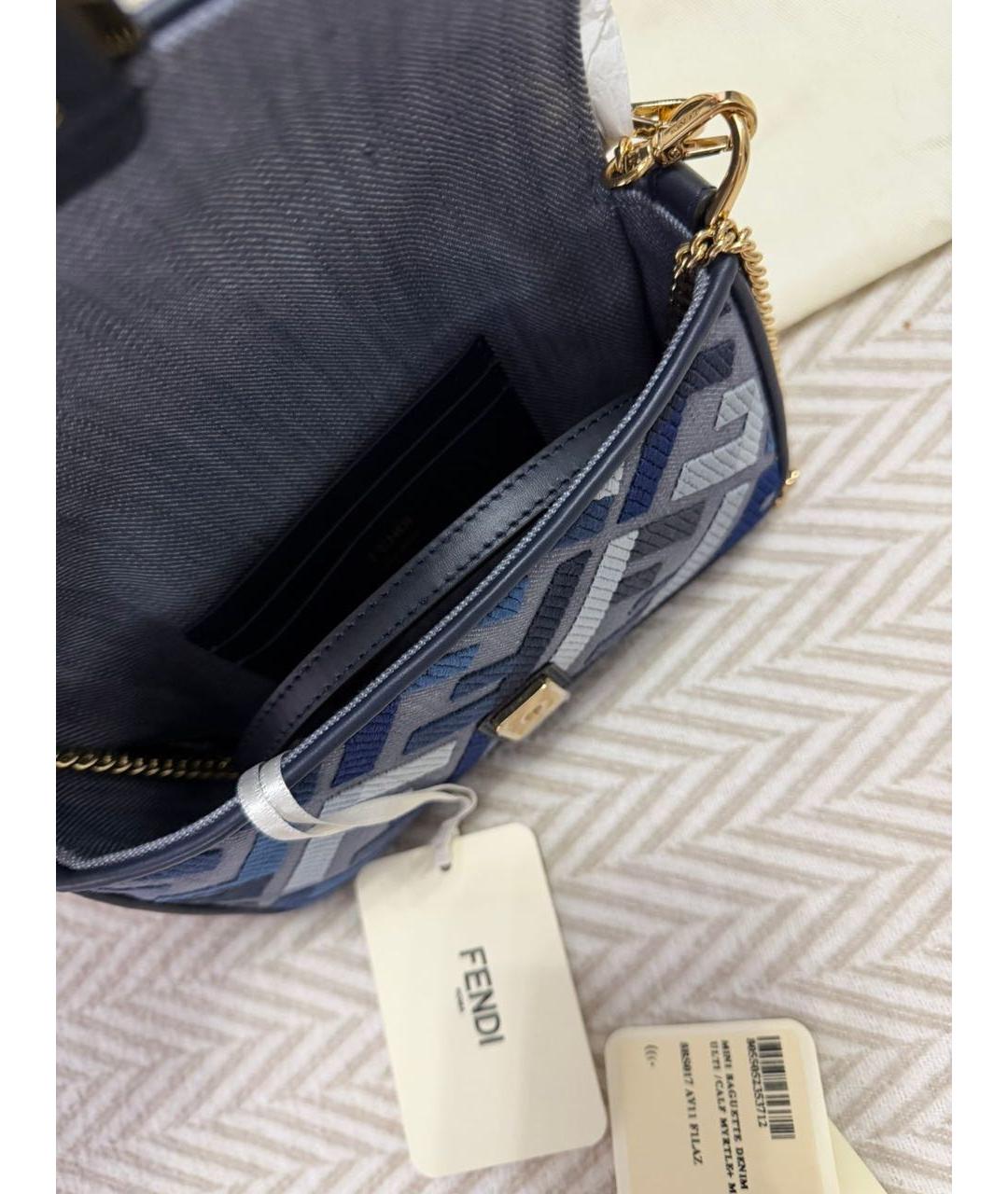 FENDI Синяя деним сумка через плечо, фото 3