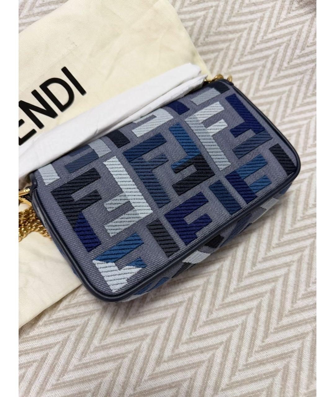 FENDI Синяя деним сумка через плечо, фото 5