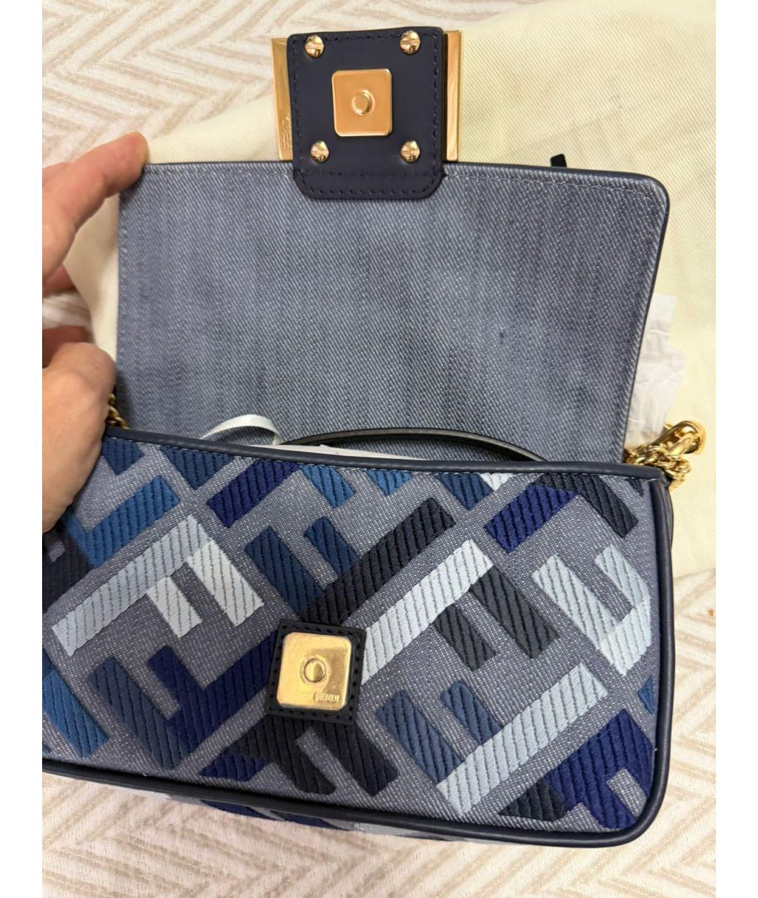 FENDI Синяя деним сумка через плечо, фото 4