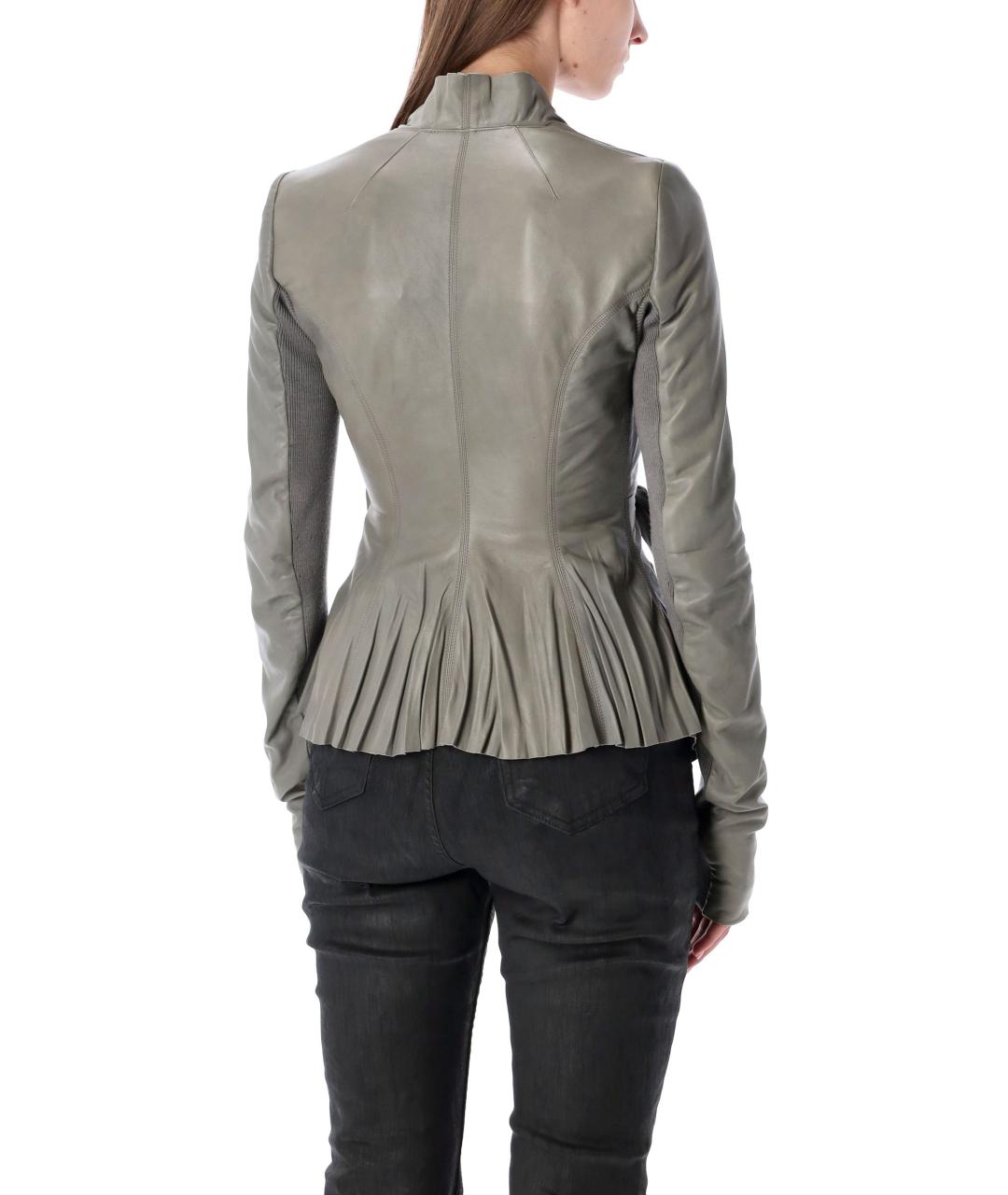 RICK OWENS Серая кожаная куртка, фото 3