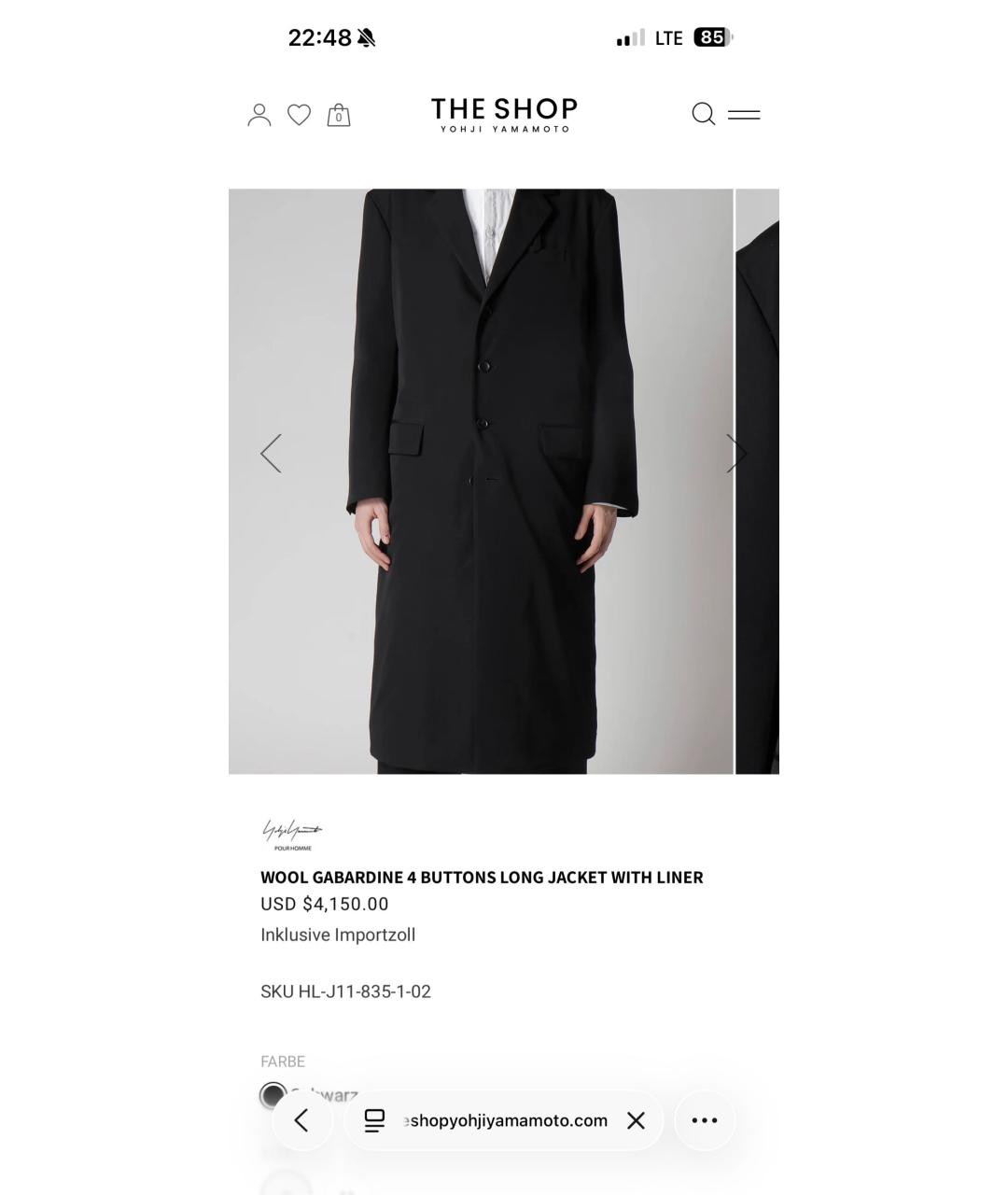 YOHJI YAMAMOTO Черное шерстяное пальто, фото 6