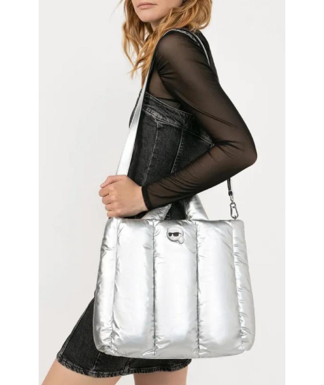 KARL LAGERFELD Серебряная сумка с короткими ручками, фото 5