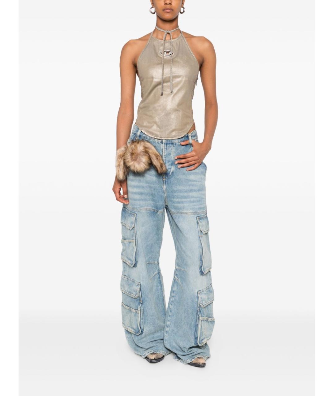 DIESEL Голубые хлопковые прямые джинсы, фото 2