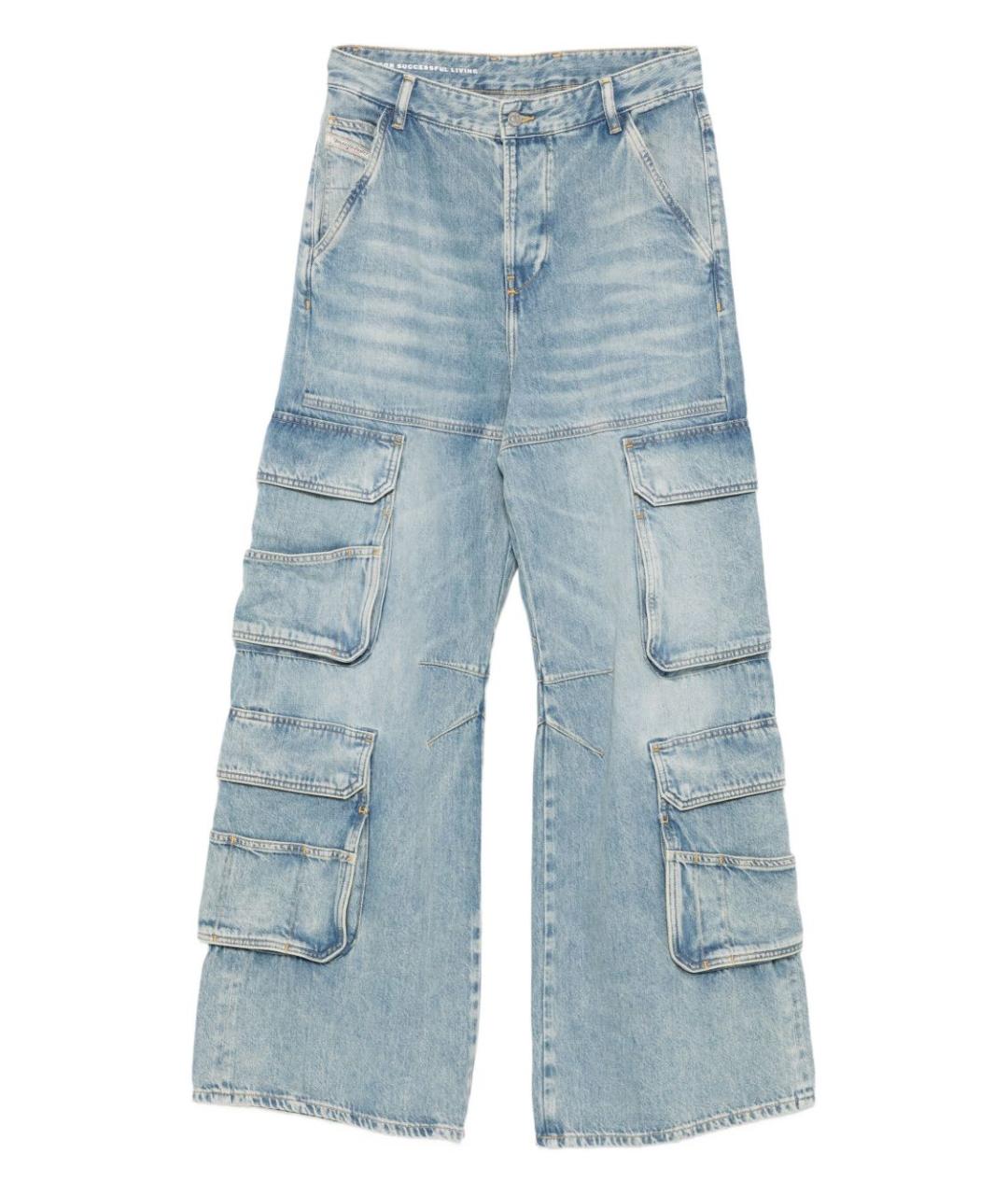 DIESEL Голубые хлопковые прямые джинсы, фото 1