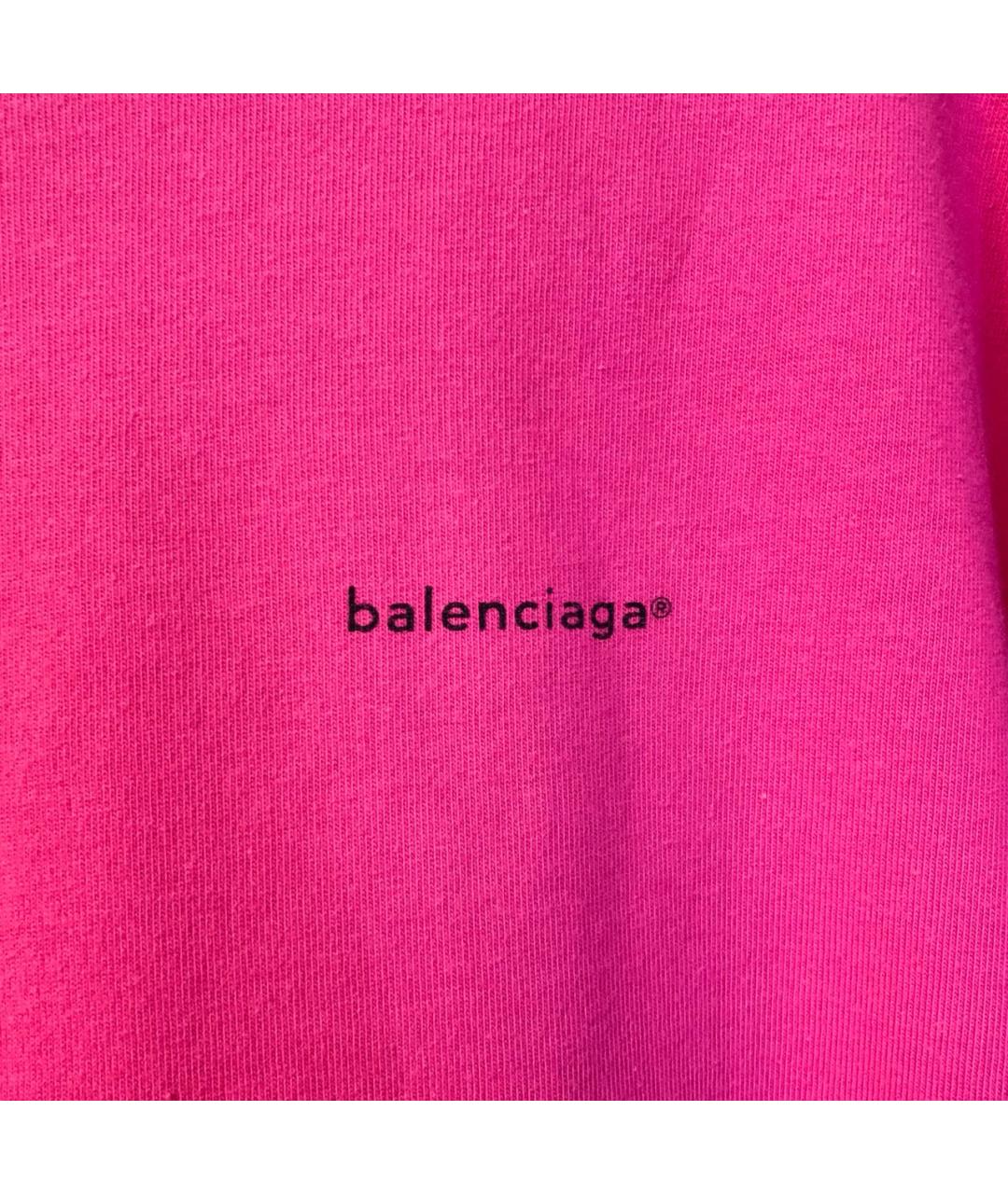 BALENCIAGA Фуксия хлопковая футболка, фото 4