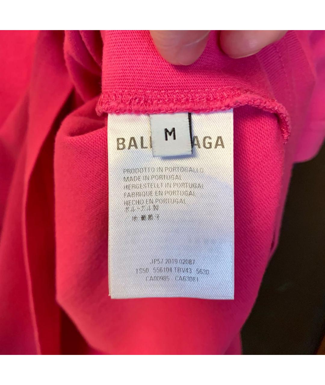 BALENCIAGA Фуксия хлопковая футболка, фото 6