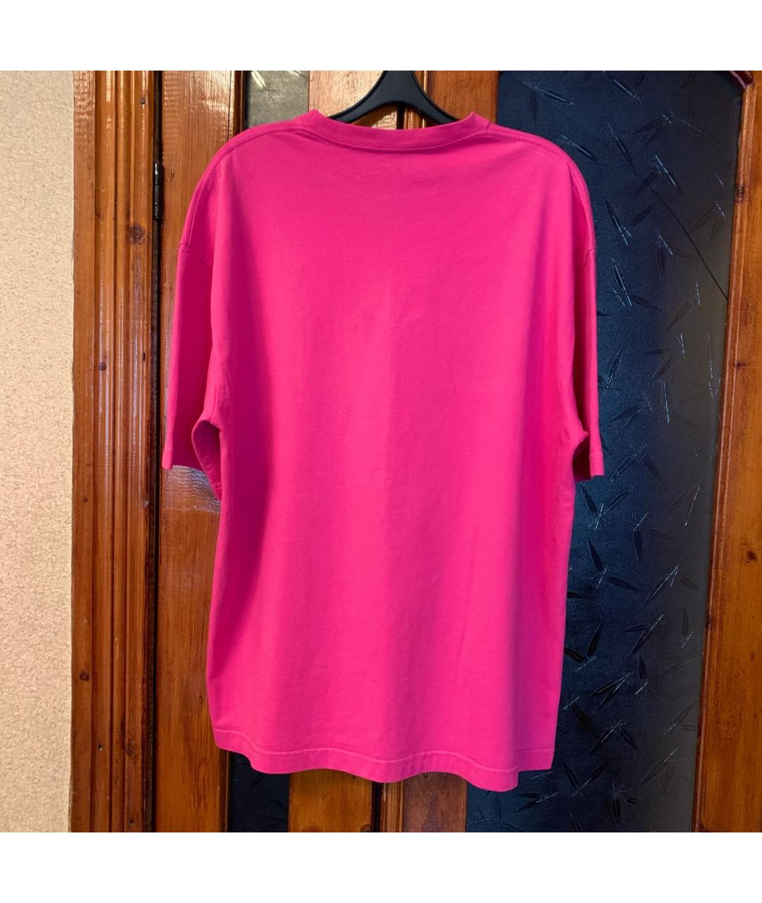 BALENCIAGA Фуксия хлопковая футболка, фото 2