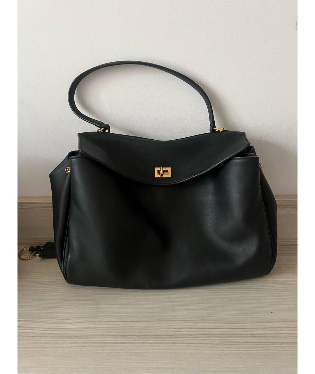 BALENCIAGA Черная кожаная сумка с короткими ручками, фото 9