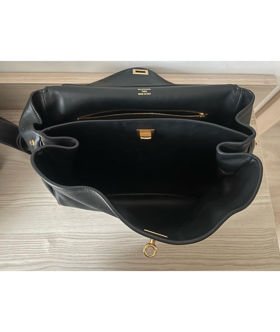 BALENCIAGA Черная кожаная сумка с короткими ручками, фото 4