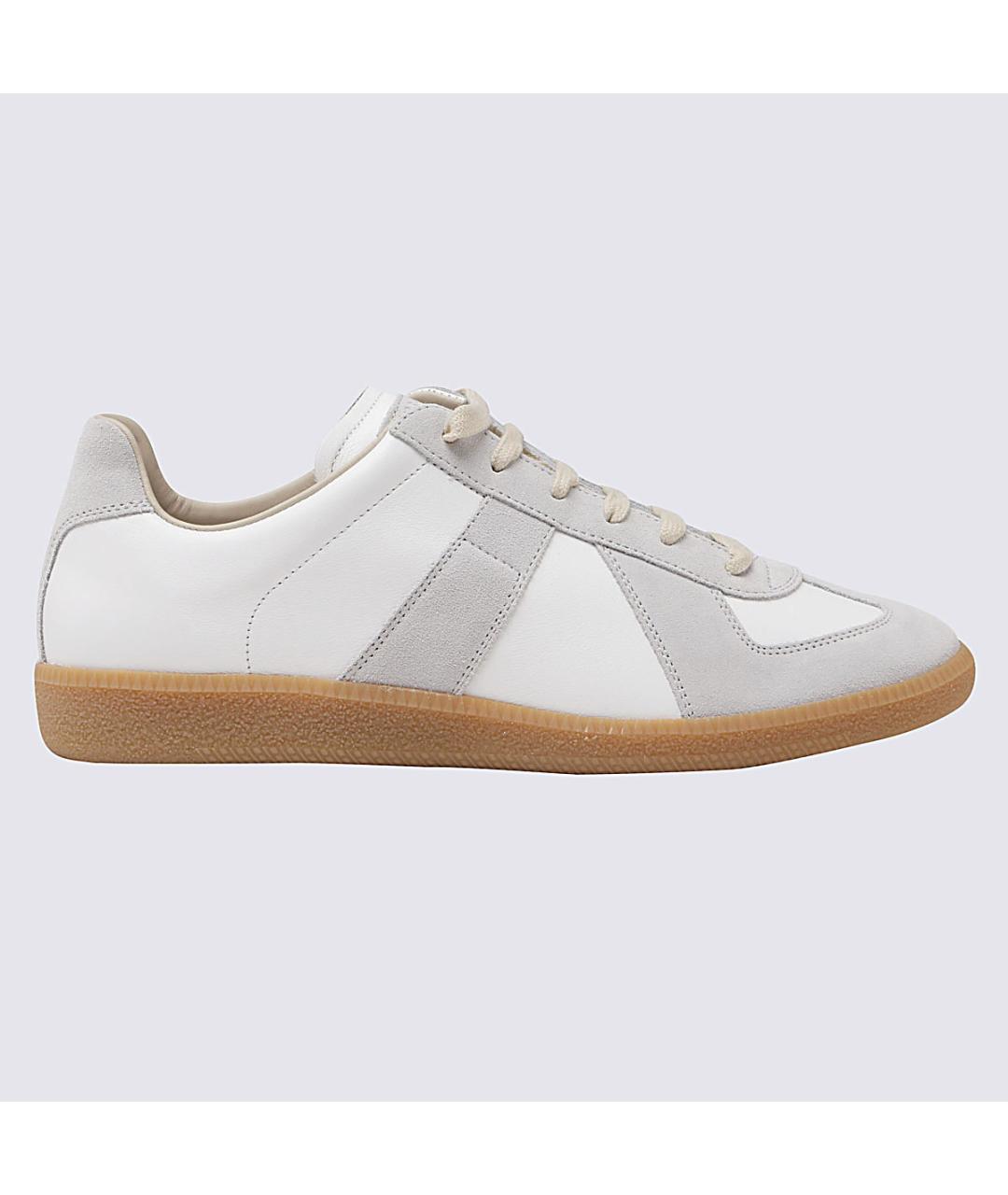 MAISON MARGIELA Бежевые бархатные низкие кроссовки / кеды, фото 3