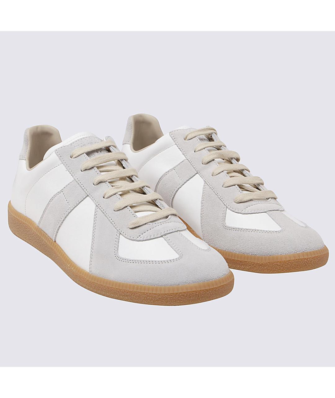 MAISON MARGIELA Бежевые бархатные низкие кроссовки / кеды, фото 2