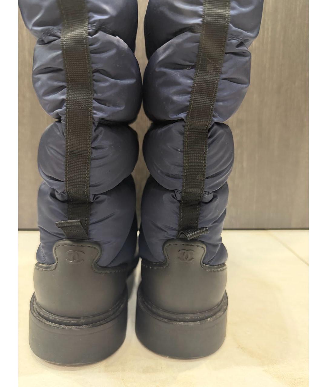 CHANEL Темно-синие синтетические сапоги, фото 7