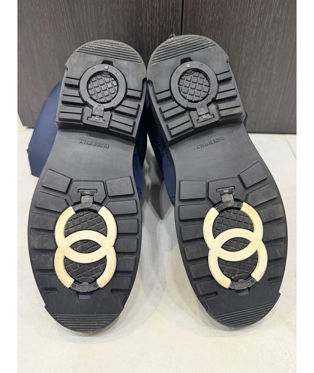 CHANEL Темно-синие синтетические сапоги, фото 5