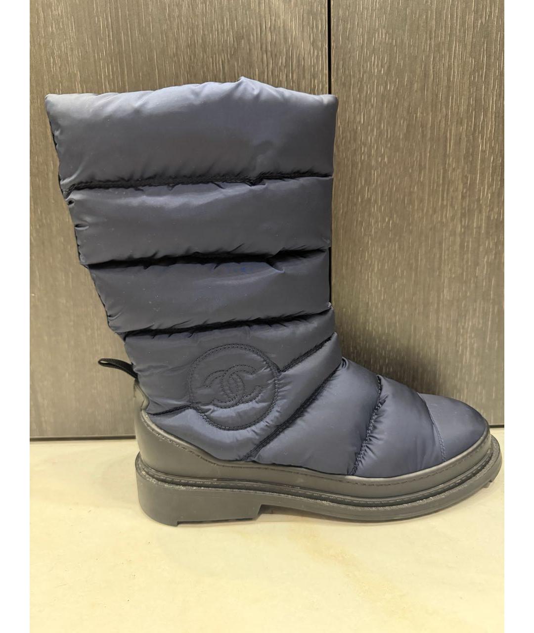 CHANEL Темно-синие синтетические сапоги, фото 9