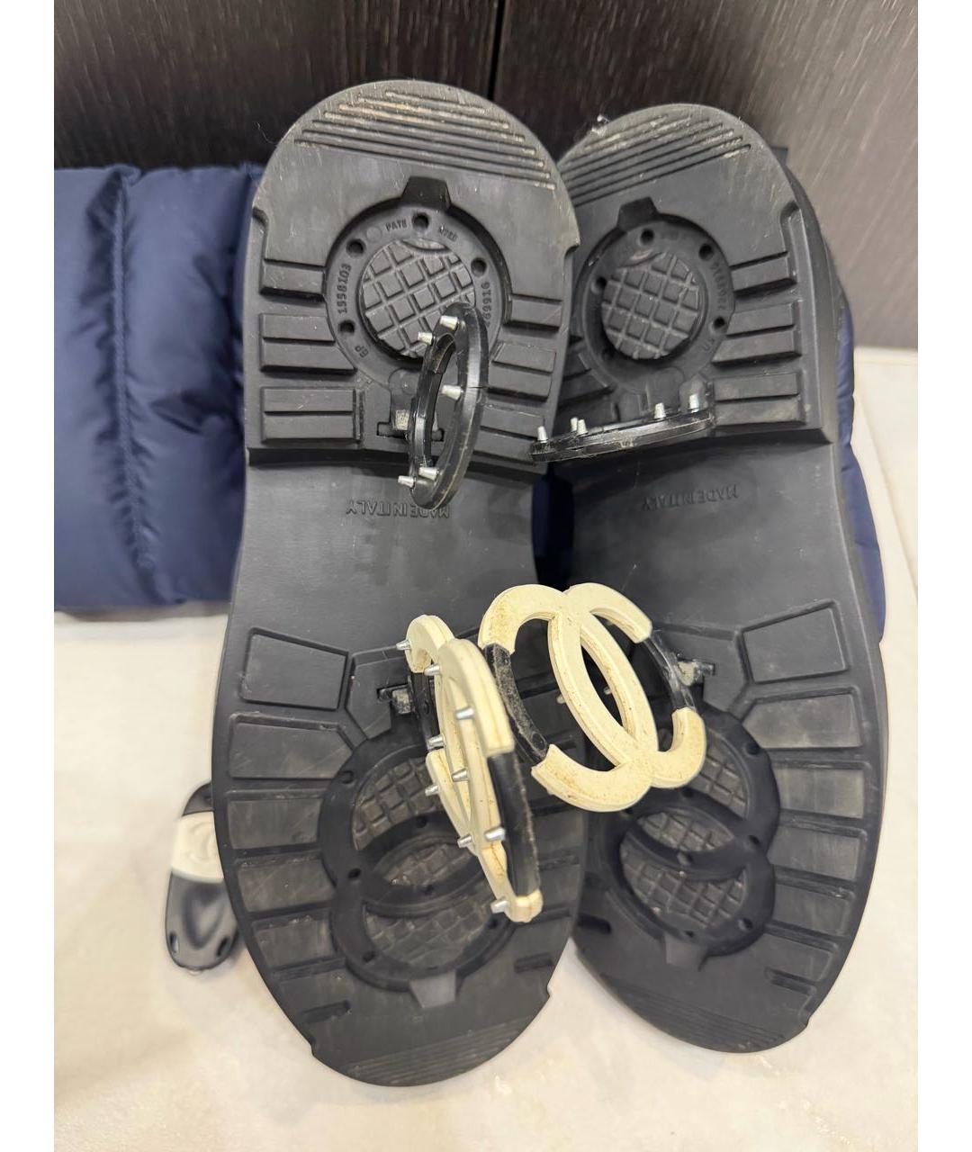 CHANEL Темно-синие синтетические сапоги, фото 4