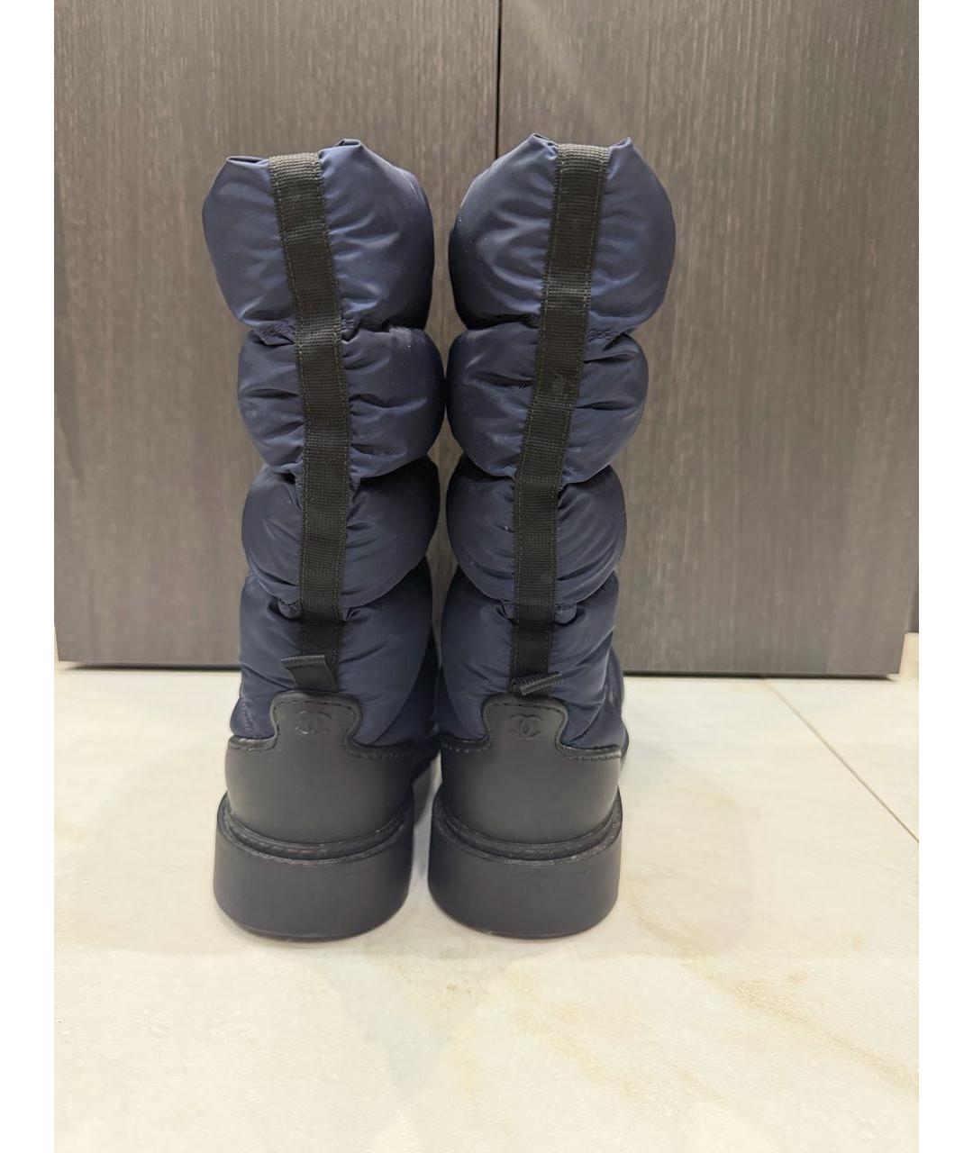 CHANEL Темно-синие синтетические сапоги, фото 6