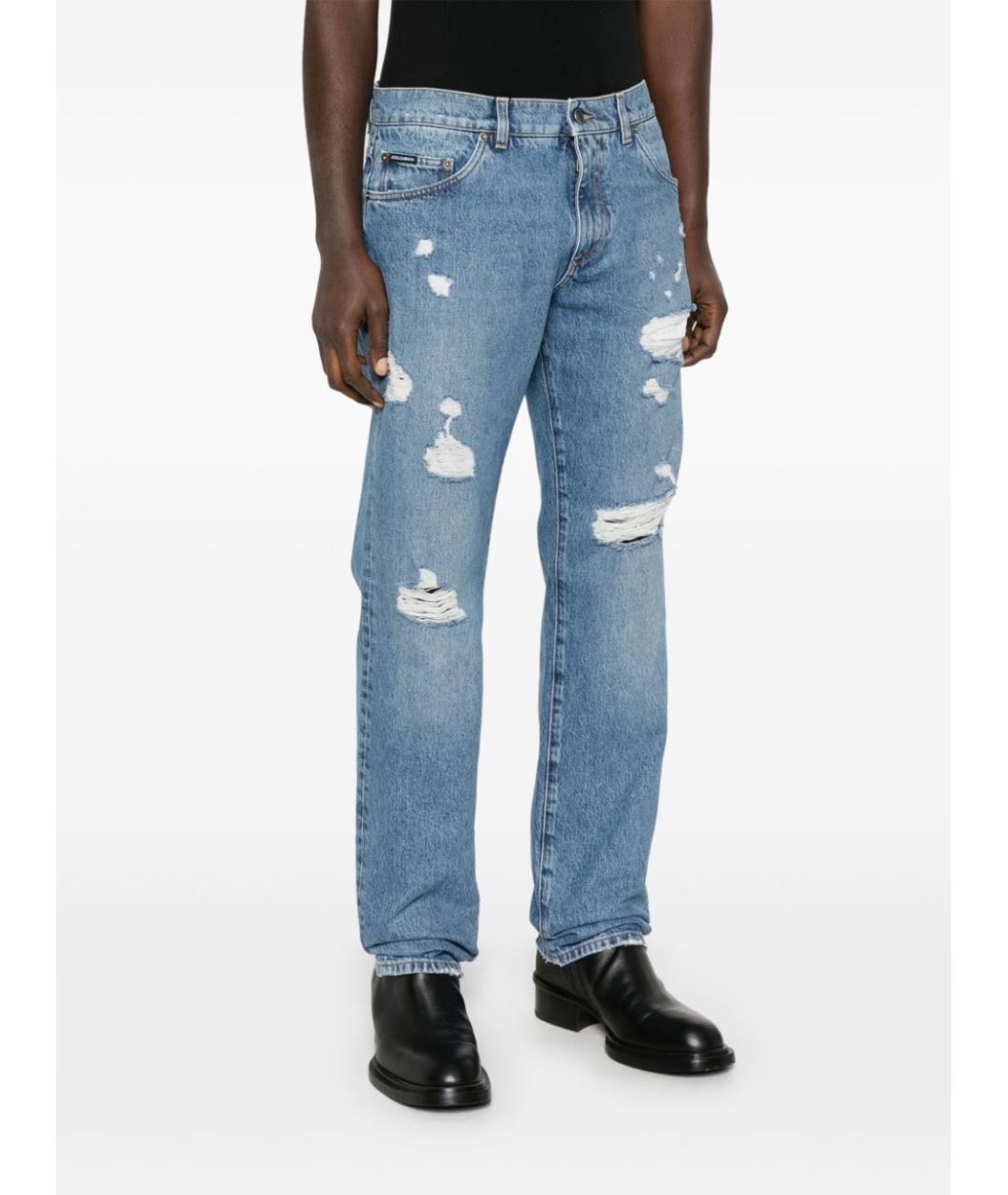 DOLCE&GABBANA Синие хлопковые прямые джинсы, фото 2