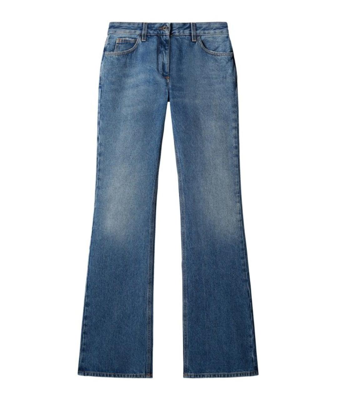 OFF-WHITE Синие хлопковые прямые джинсы, фото 1