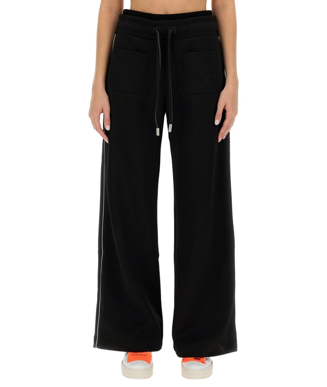 OFF-WHITE Черные полиэстеровые прямые брюки, фото 5
