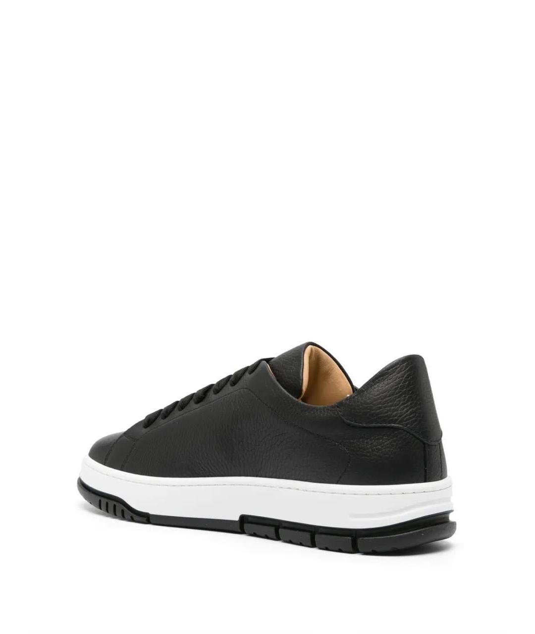 PHILIPP PLEIN Черные кожаные низкие кроссовки / кеды, фото 4