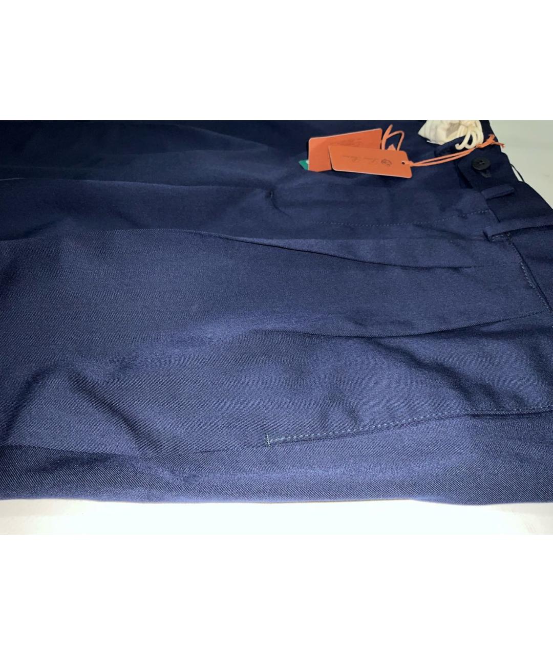 LORO PIANA Синие шерстяные классические брюки, фото 3